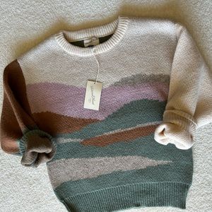 Universal Thread Crewneck Pullover Sweater- Pink Landscape